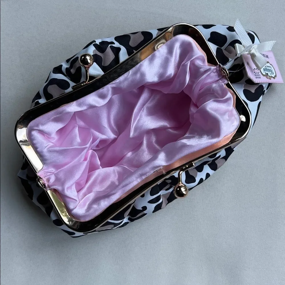 The Vintage Cosmetic Company Kiss Lock Leopard Print Cosmetic Bag